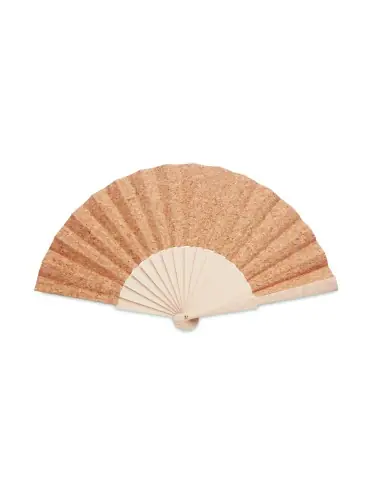 Abanico madera y tejido corcho 7MO6232