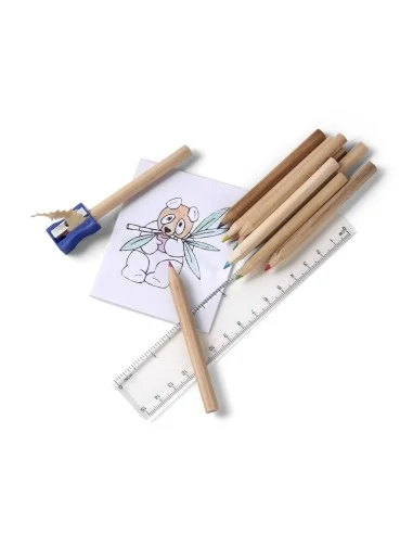 Set de dibujo de cartón lápices librito regla sacapuntas