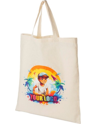 Bolsa de algodón 110 g/m2 con asas cortas para entregas