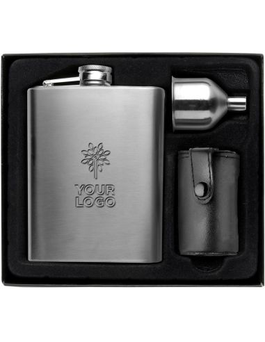 Set con petaca de acero inox. Ecológica Personalizada 102807