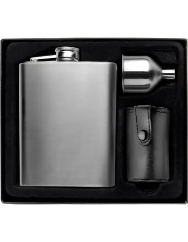 Set con petaca de acero inox. Ecológica...