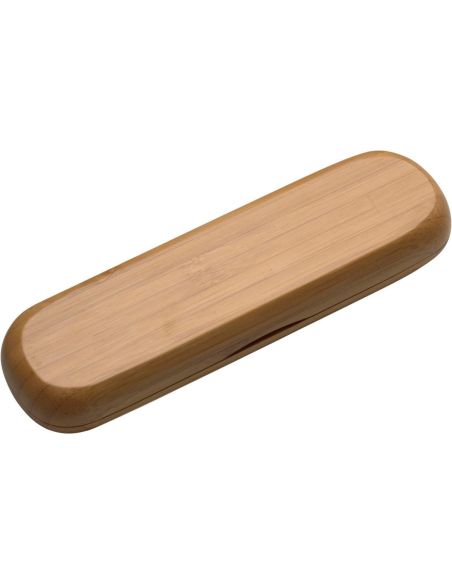 Set bolígrafo roller bambú estuche madera haya tinta azul