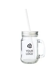 Jarra de vidrio con tapa y caña Ecológica Personalizada...