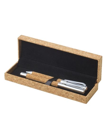 Set de bolígrafo y roller de corcho