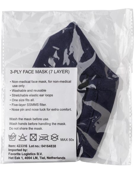 Mascarilla reutilizable de algodón 7 capas