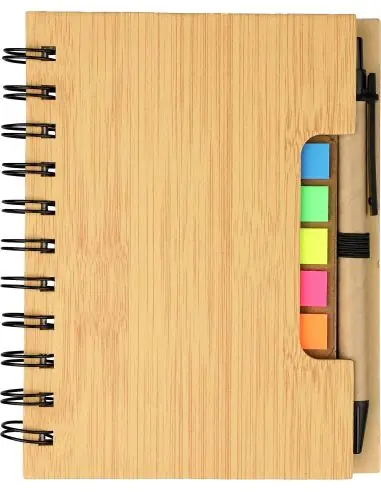 Libreta símil bambú con memos Ecológica...