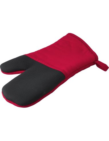 Manopla horno algodón empuñadura goma REACH rojo azul