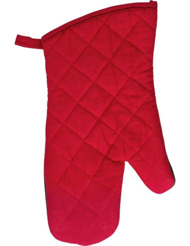 Manopla horno algodón empuñadura goma REACH rojo azul