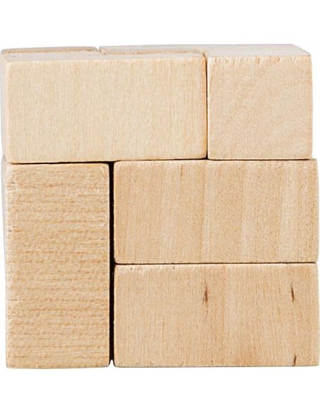 Rompecabezas cubos madera bolsa algodón FSC OEKO-TEX
