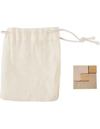 Rompecabezas cubos madera bolsa algodón FSC OEKO-TEX