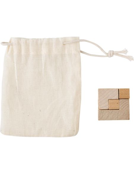 Rompecabezas cubos madera bolsa algodón FSC OEKO-TEX