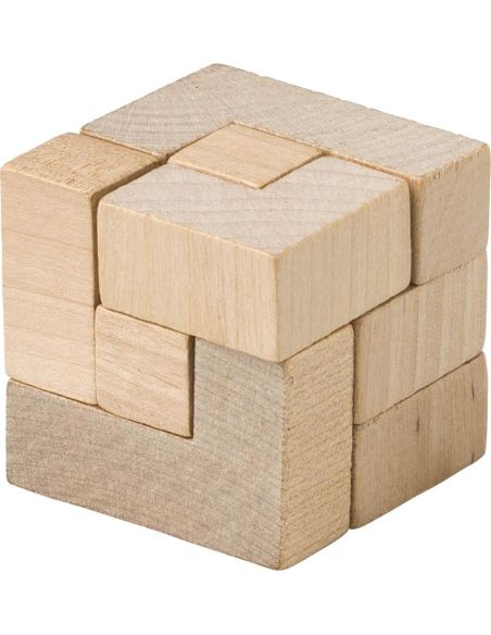 Rompecabezas cubos madera bolsa algodón FSC OEKO-TEX