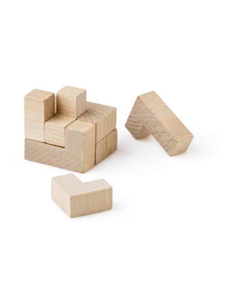 Rompecabezas cubos madera bolsa algodón FSC OEKO-TEX