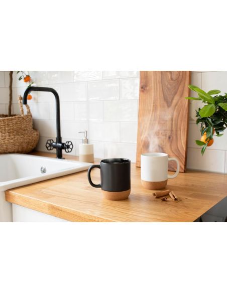 Taza cerámica 300 ml fondo corcho caja regalo LFGB FSC