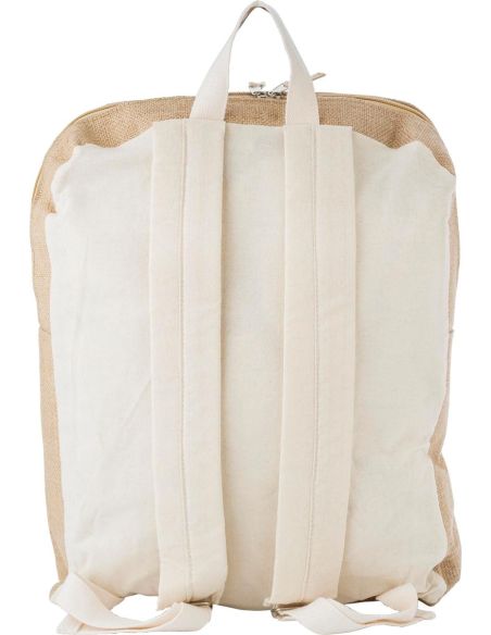 Mochila yute algodón bolsillo frontal tirantes ajustables