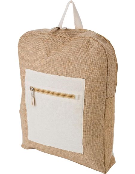 Mochila yute algodón bolsillo frontal tirantes ajustables