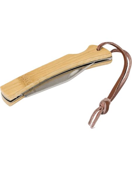 Navaja plegable acero inox bambú FSC cierre seguridad