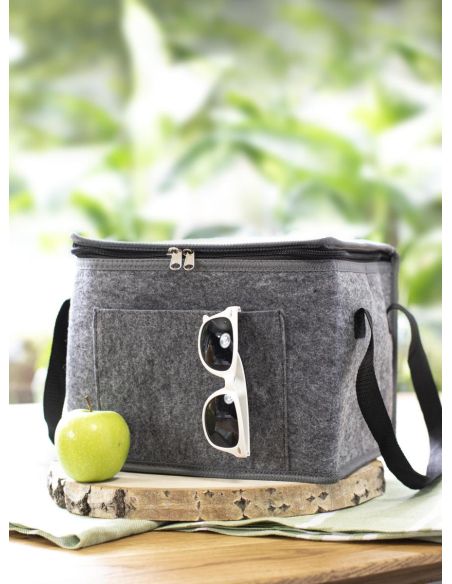 Bolsa isotérmica de fieltro RPET con bolsillo