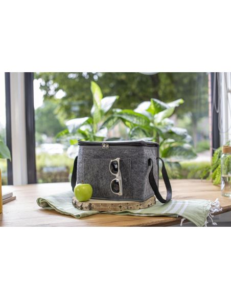 Bolsa isotérmica de fieltro RPET con bolsillo