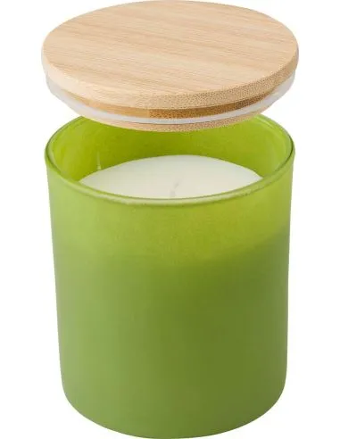 Vela de cristal con tapa de bambú 33 h