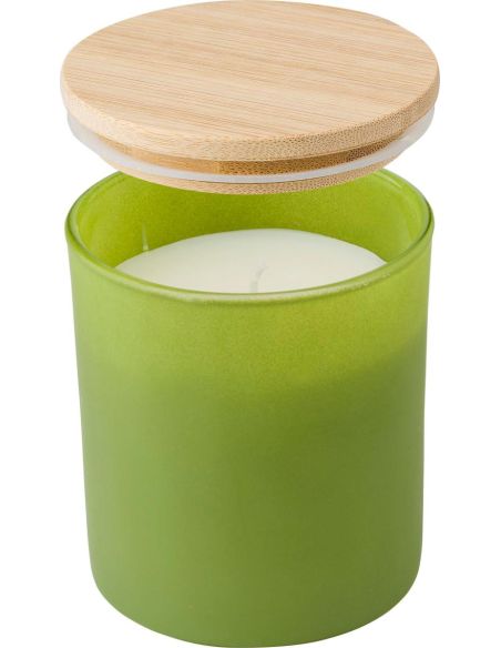 Vela de cristal con tapa de bambú 33 h