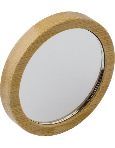 Espejo de bolsillo de bambú con caja