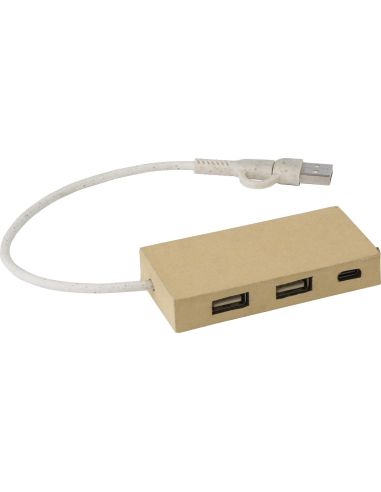Hub USB de cartón reciclado con 3 puertos