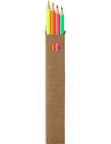 Set de 4 marcadores fluorescentes de madera