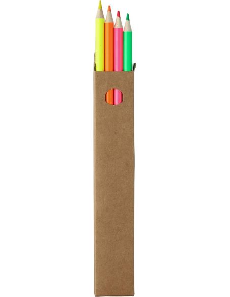 Set de 4 marcadores fluorescentes de madera