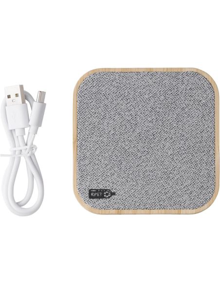 Cargador inalámbrico bambú rPET carga rápida 15W