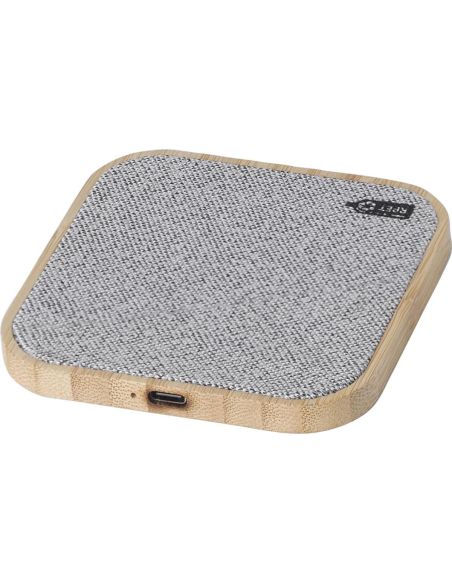 Cargador inalámbrico bambú rPET carga rápida 15W