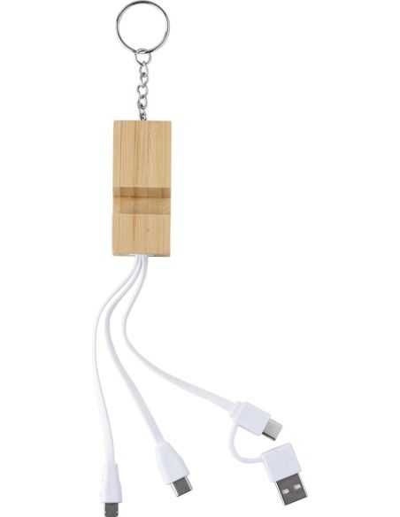 Set de cables de bambú con llavero y soporte