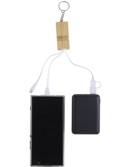 Set de cables de bambú con llavero y soporte