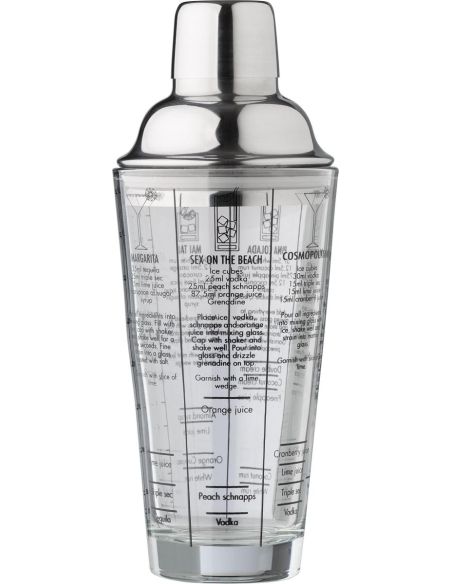 Coctelera de cristal 400 ml con recetas