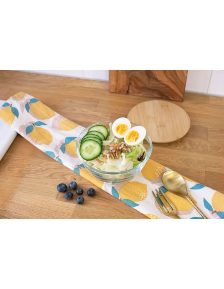 Ensaladera borosilicato 1200 ml con tapa de bambú