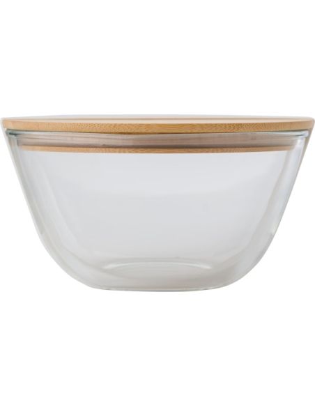 Ensaladera borosilicato 1200 ml con tapa de bambú