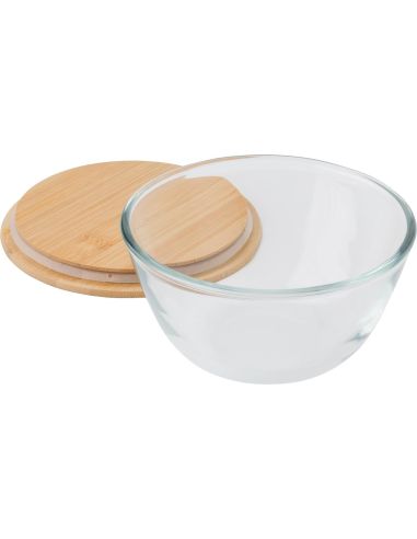 Ensaladera borosilicato 1200 ml con tapa de bambú