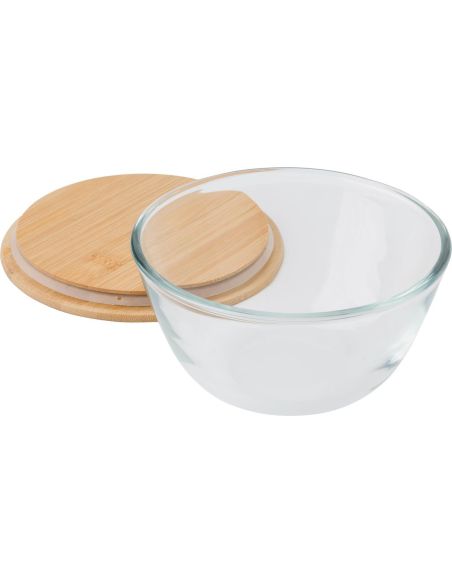 Ensaladera borosilicato 1200 ml con tapa de bambú