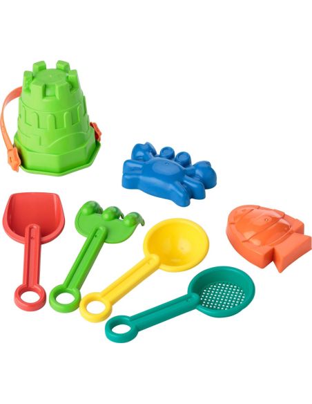 Cubo de playa PP reciclado con palas y moldes