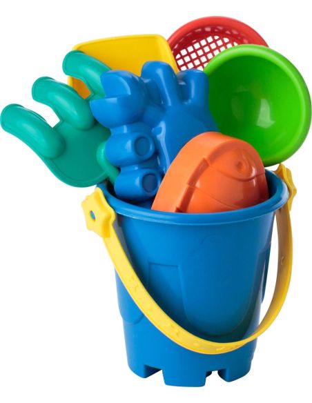 Cubo de playa PP reciclado con palas y moldes