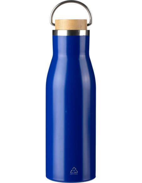 Botella acero reciclado 500 ml con asa y bambú