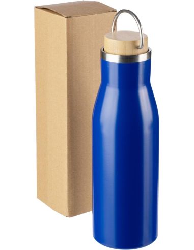 Botella acero reciclado 500 ml con asa y bambú