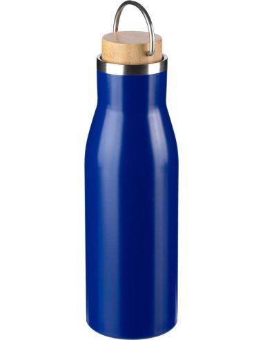 Botella acero reciclado 500 ml con asa y bambú