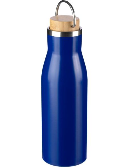 Botella acero reciclado 500 ml con asa y bambú
