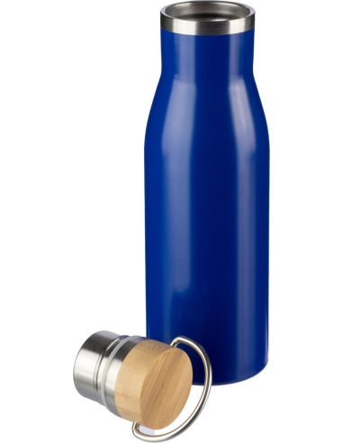 Botella acero reciclado 500 ml con asa y bambú