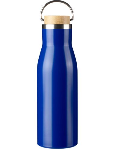 Botella acero reciclado 500 ml con asa y bambú