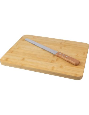 Tabla de bambú con cuchillo para pan