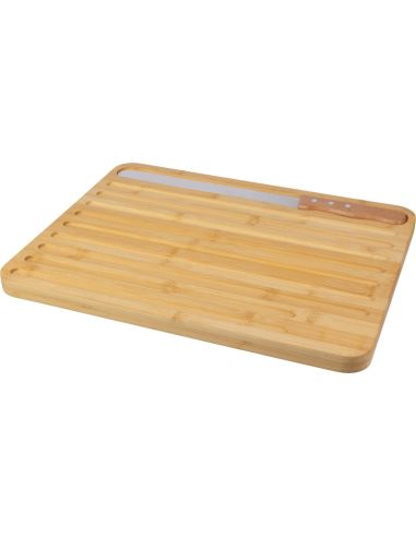 Tabla de bambú con cuchillo para pan