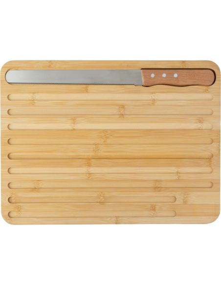 Tabla de bambú con cuchillo para pan