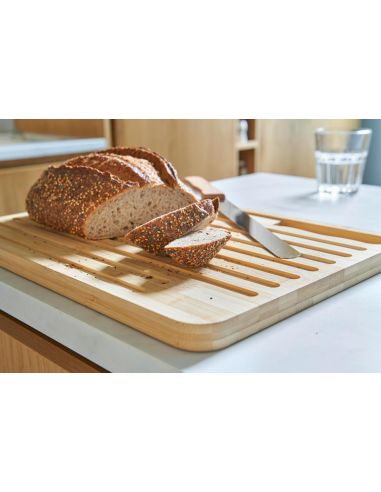 Tabla de bambú con cuchillo para pan